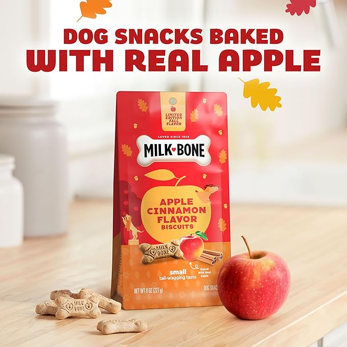 Milk-Bone Limited Edition Apple Cinnamon Flavor Biscuit Dog Treats, 8 Ounce