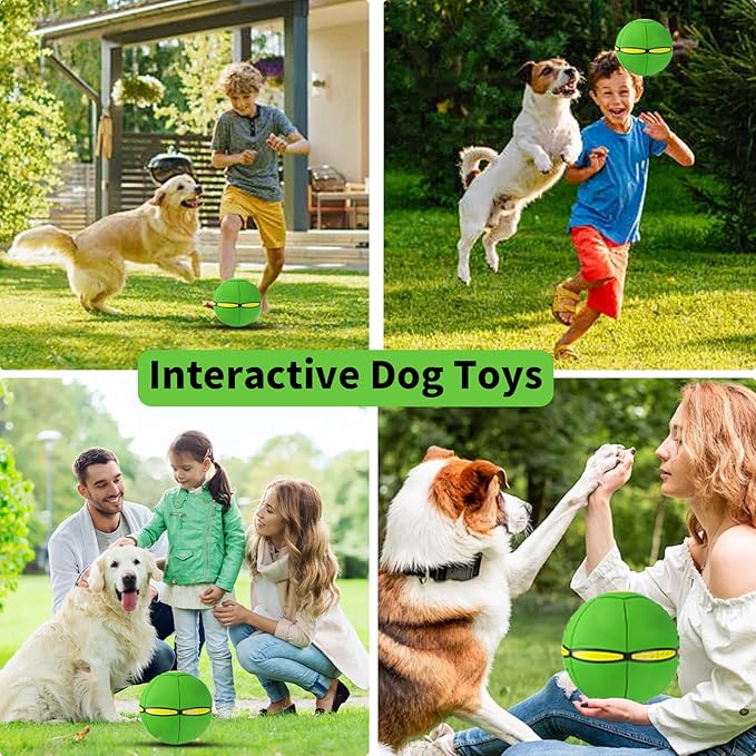 Pet Toy Flying Saucer Ball, Flying Saucer Ball Dog Toy with 3 Light for Interactive Dog,Cats, Children's Foot Ball,Outdoor Games,Camping Games-Green