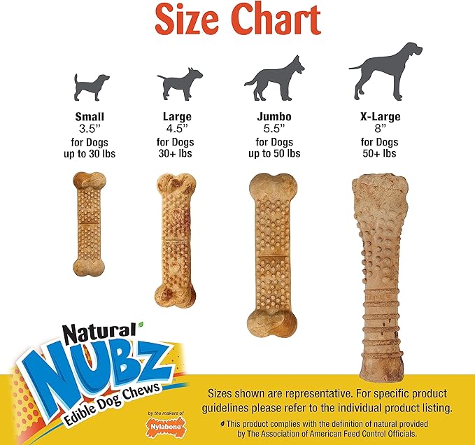 Nylabone Nubz WILD Natural Edible Chew Treats for Dogs, Made in USA, Bison Flavor, Small - Up to 25 lbs. (12 Count)