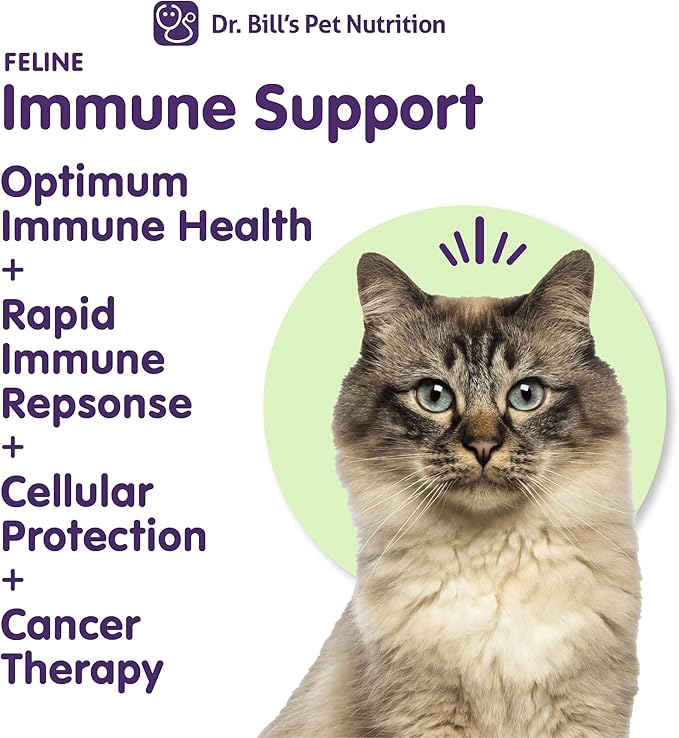 Dr. Bill’s Feline Immune Support Cat Vitamins and Supplements | Cat Immune Support | Colostrum Vitamins for Cats | Includes Beta Glucan, Lactoferrin, Colostrum, Zinc, Coenzyme Q-10, Bifidobacterium