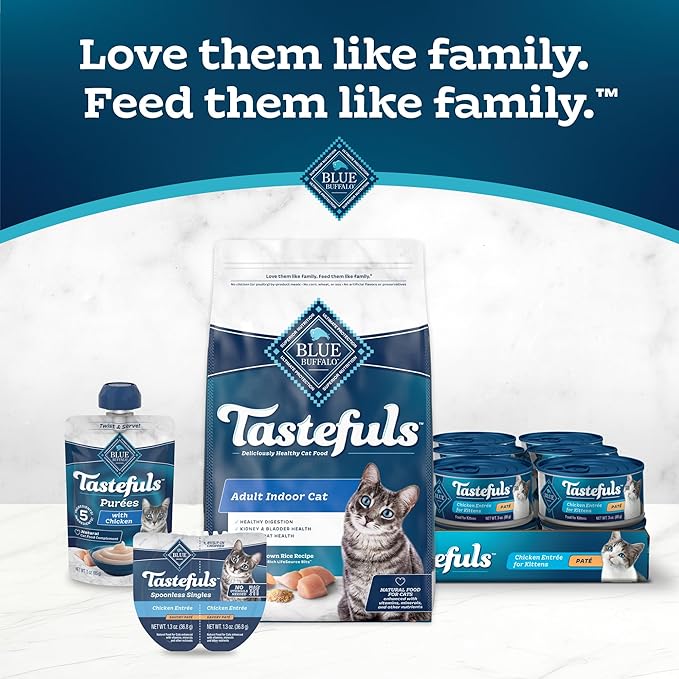 Blue Buffalo Tastefuls Spoonless Singles Variety Pack, Wet Cat Food Paté, 2.6-oz. Twin-Pack Trays, Chicken & Turkey Entreé (12 Count)