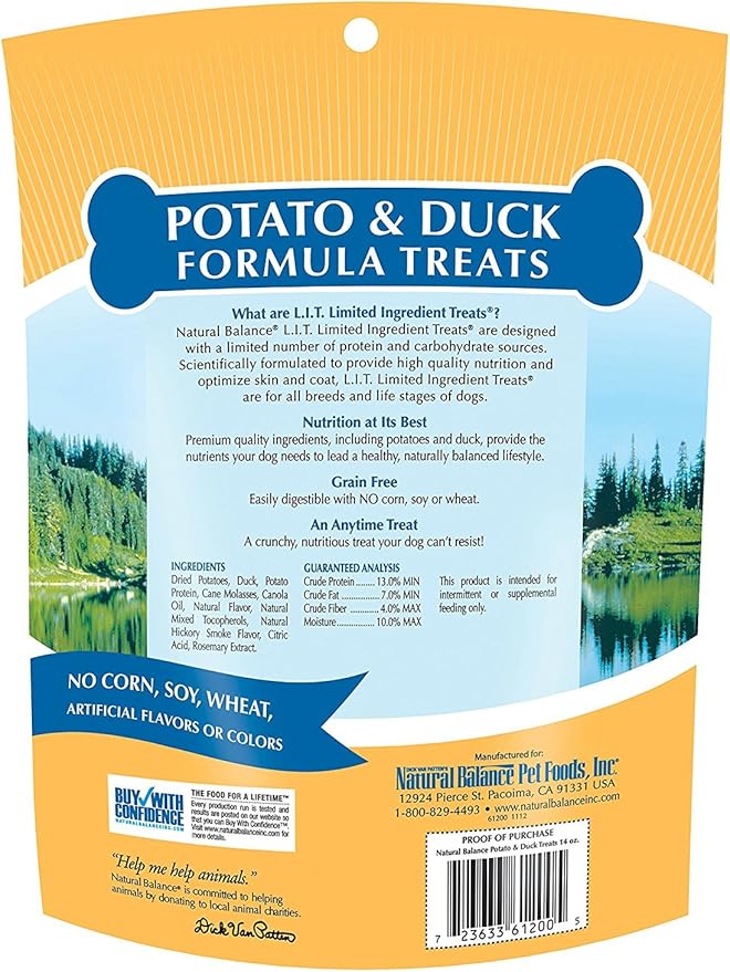 Natural Balance Limited Ingredient Dog Treats Potato & Duck Formula, 14 oz, 3 Pack