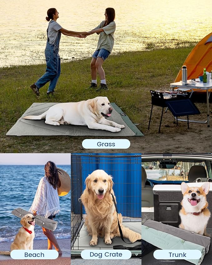 ZonLi Dog Cooling Mat, 59" x 40"Extra Large, Cooling Pad Waterproof, Pet Cool Mats for Dog and Cat use in Crate, Tunk, Camping, Outdoors, Portable, Machine Washable, Durable, without Gel, Pebble Gray