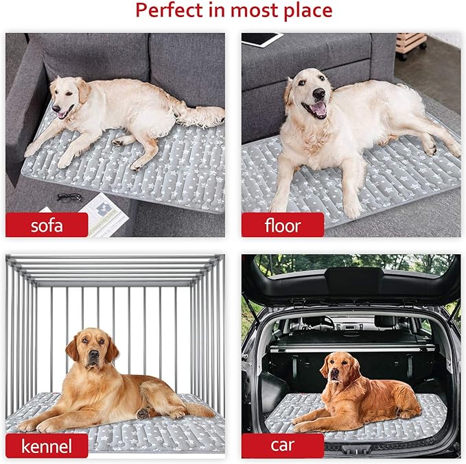 Dog Crate Mat (42" X 28"), Soft Dog Bed Mat with Cute Prints, Personalized Dog Crate Pad, Anti-Slip Bottom, Machine Washable Kennel Pad