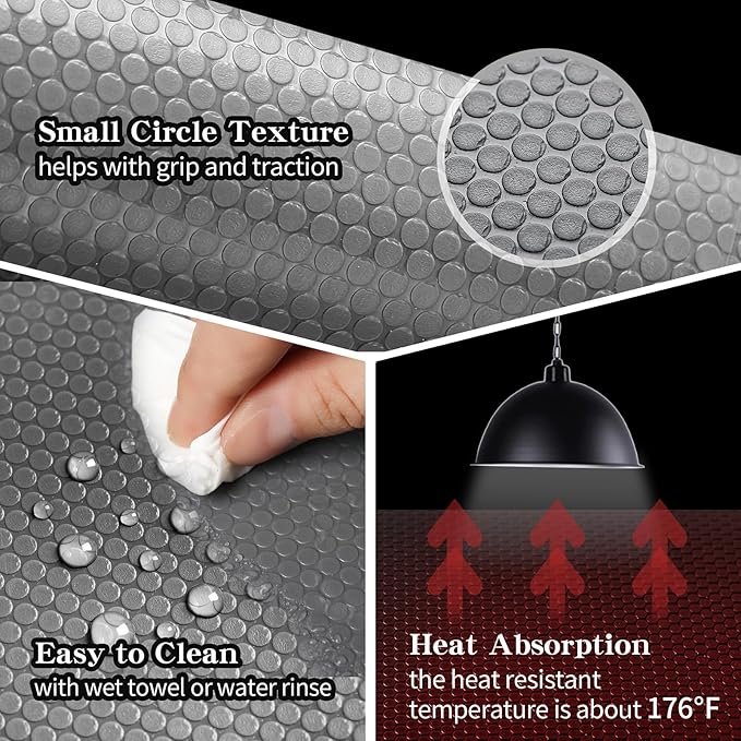 Bearded Dragon Tank Accessories, Reptile Mat, Reptile Terrarium Substrate Liner for Leopard Gecko, Lizard, Snake, Tortoise, Iguana Non-Adhesive Reptile Flooring (18"x36" Grey)