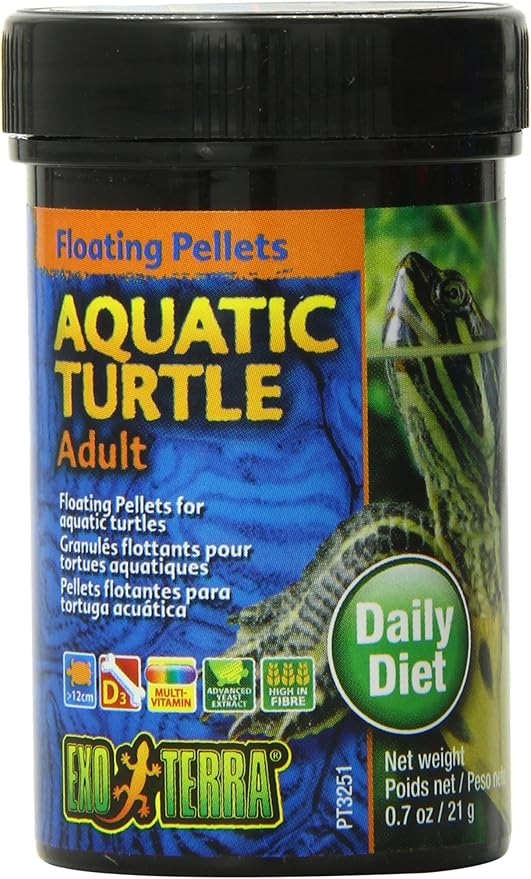 Exo Terra Adult Aquatic Turtle Food, Floating Pellets for Reptiles, 0.7 Oz., PT3251