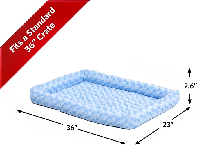 MidWest Homes for Pets Bolster Dog Bed 36L-Inch Blue Dog Bed or Cat Bed w/ Comfortable Bolster | Ideal for Intermediate Dog Breeds & Fits a 36-Inch Dog Crate | Easy Maintenance Machine Wash & Dry