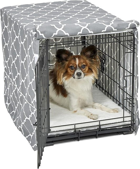 New World PeT Products Dog Crate Cover Featuring Teflon Fabric Protector, Dog Crate Cover Fits Midwest 24-Inch Dog Crates, Light Gray Designer Pattern