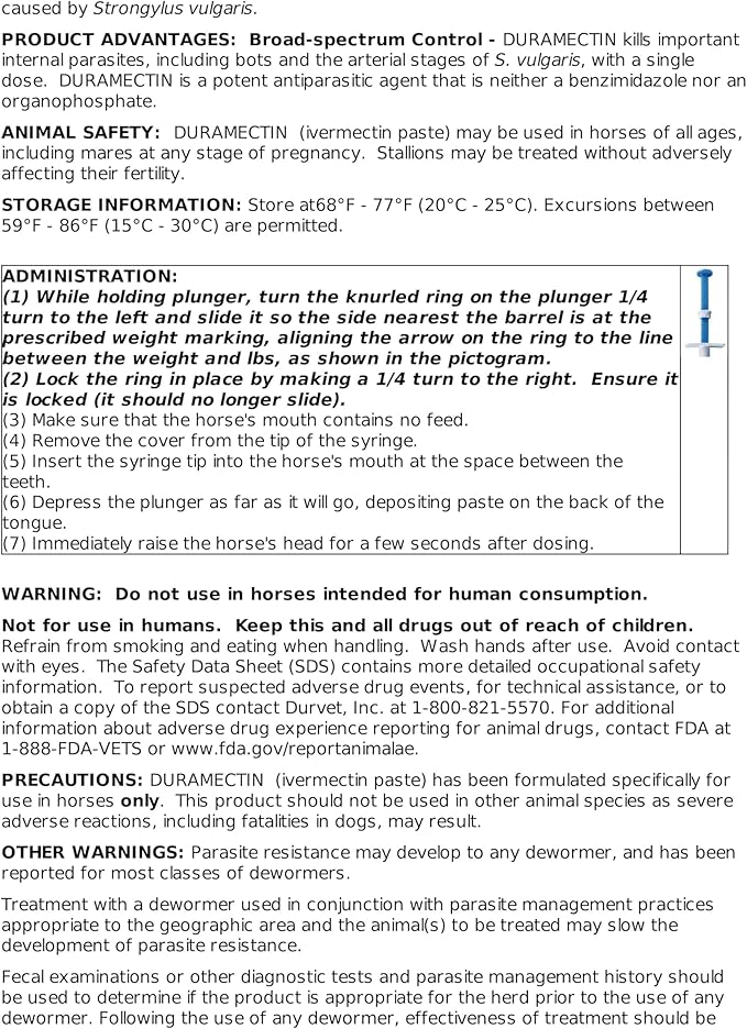 Duramectin Ivermectin Paste 1.87% for Horses, 0.21 oz