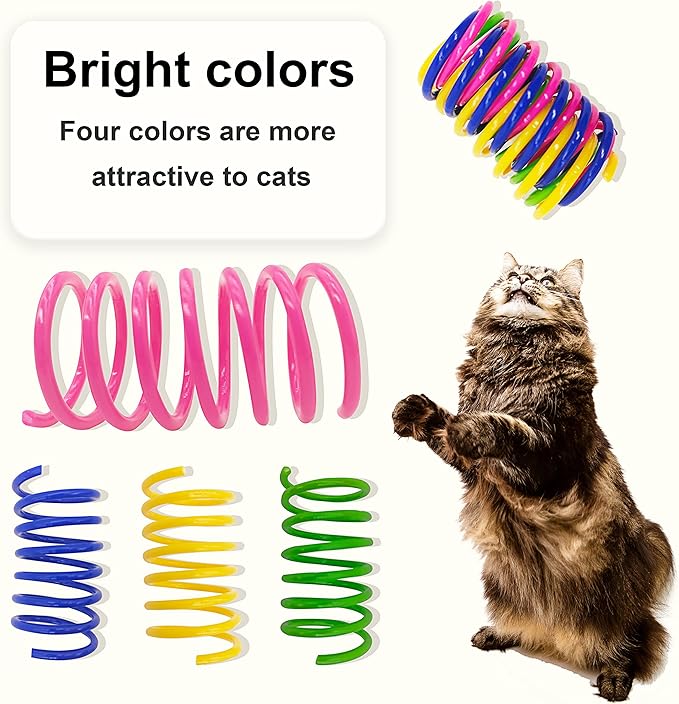 AGYM Cat Spring Toys 90 Packs for Indoor Cats, Durable Plastic Spring Coils Attract Cats to Swat, Bite, Hunt, Interactive Spring Toys for Cats and Kittens