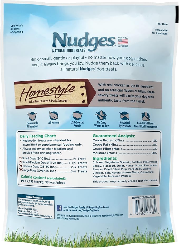 Blue Buffalo Nudges Homestyle Natural Dog Treats, Chicken and Pork, 12oz Bag