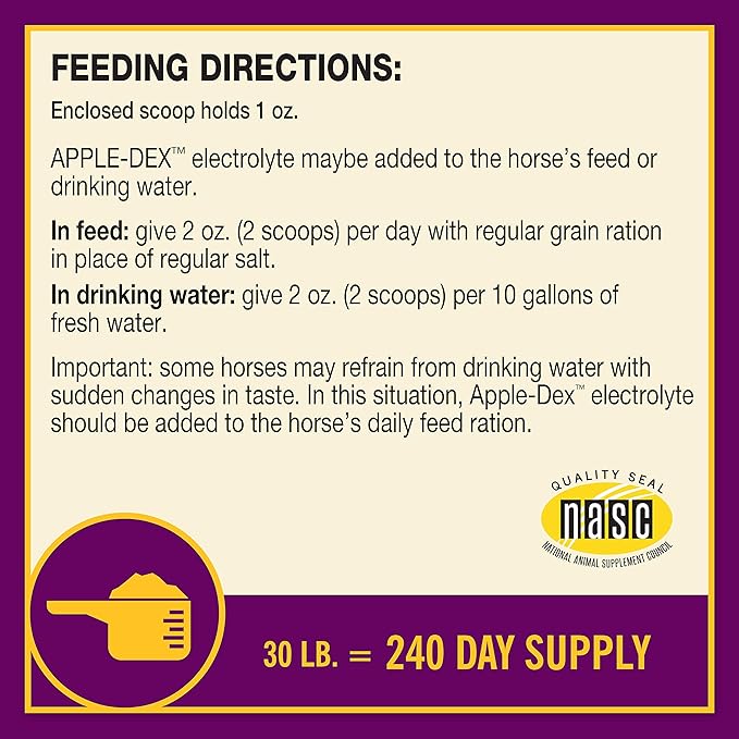 Farnam Horse Health Apple-Dex Apple Flavored Electrolytes 30 pound 240 days