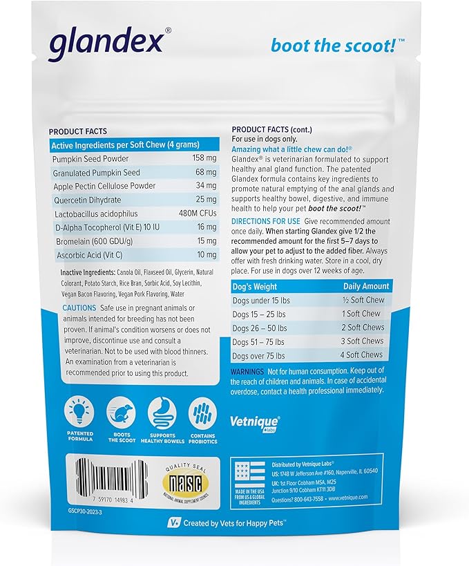 Glandex Anal Gland Soft Chew Treats with Pumpkin for Dogs Digestive Enzymes, Probiotics Fiber Supplement for Dogs Boot The Scoot (Pork Liver Chews, 30ct)