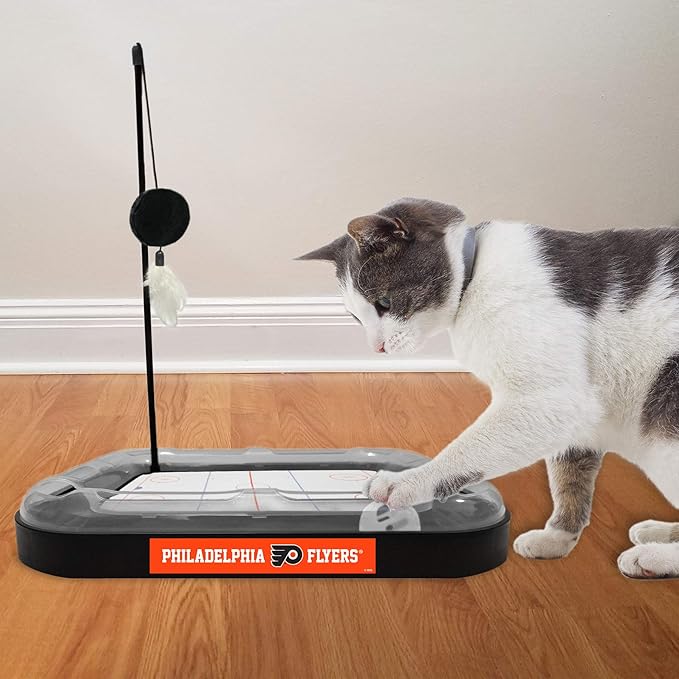 Pets FIrst Cat Scratching Toy NHL Philadelphia Flyers Hockey Field Cat Scratcher Tiy with Interactive Cat Ball Bell in Tracks. 5-in-1 CAT Toy