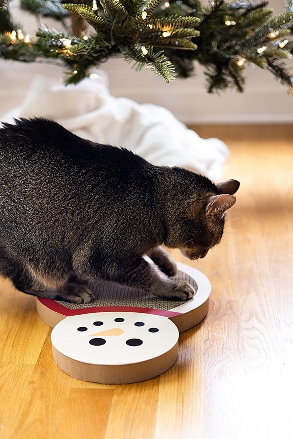 Pearhead Holiday Snowman Cat Scratch Pad, Cat Toy Scratch Pad for The Holidays, Festive Christmas Scratch Pad, Snowman Toy for Cats