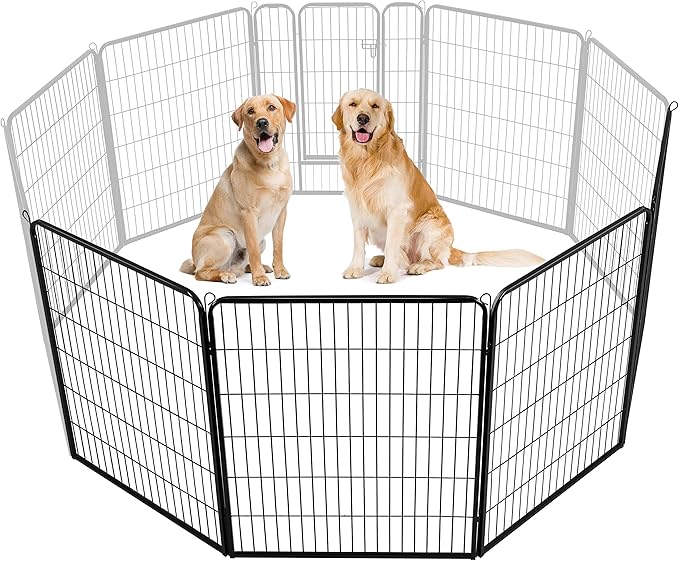 Yaheetech Dog Pen, 4 Panels 40 Inch Height Dog Fence Dog Playpen Iron Dog Cat Exercise Barrier Outdoor Indoor RV Dog Fence Accessories for Camping, Yard, House Black