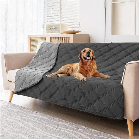 Waterproof & Reversible Bed Cover, Blanket Sofa, Couch Mattress Furniture Protector for Dog, Pet, Cat(52in*82in,Dark Grey/Grey) (Dark Grey/Grey, 52x82 Inch)