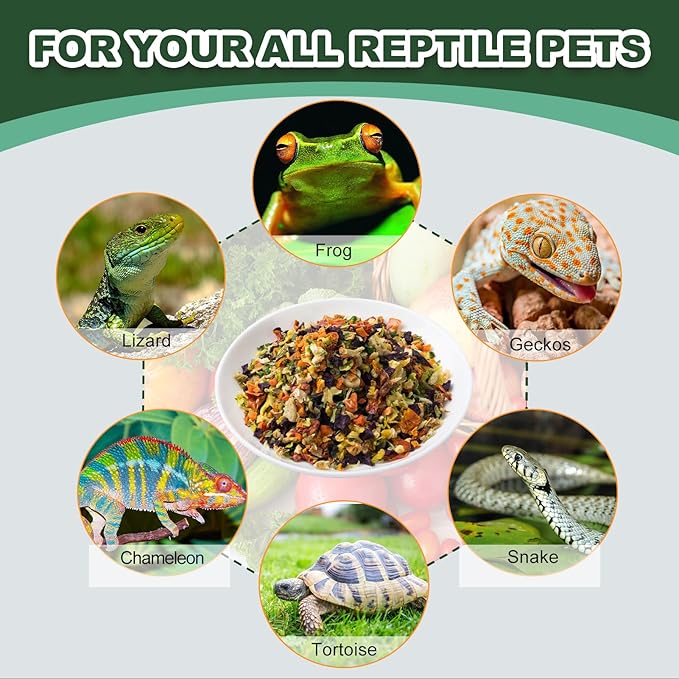 Reptile Food Vegetable Fruit Mix - High Protein Natural Pet Food for Bearded Dragon Turtles Lizard Chameleon Gecko Snake Ducks Fish Hamsters and Hedgehogs（7 OZ）