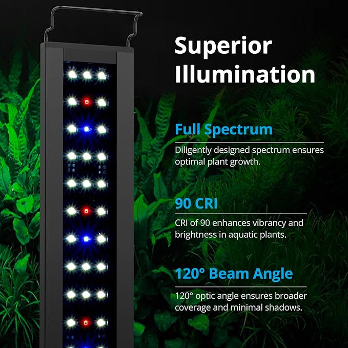 NICREW C10 Plants LED Aquarium Light, 12-18 in, 9 Watts, Full Spectrum Fish Tank Light with Timer, Day and Night Cycle, Brightness Adjustable