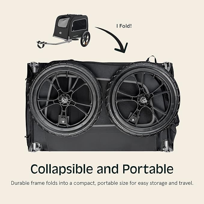 Retrospec Rover Waggin' Pet Bike Trailer - Small & Medium Sized Dogs Bicycle Carrier - Foldable Frame with 16 Inch Wheels - Non-Slip Floor & Internal Leash