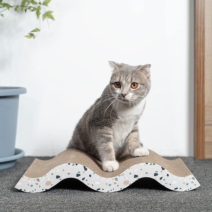 Conlun Cat Scratcher Cardboard Cat Scratch Pad with Premium Scratch Textures Design Durable Cat Scratching Pad Reversible Mountain 17L x 9W x 2.6H