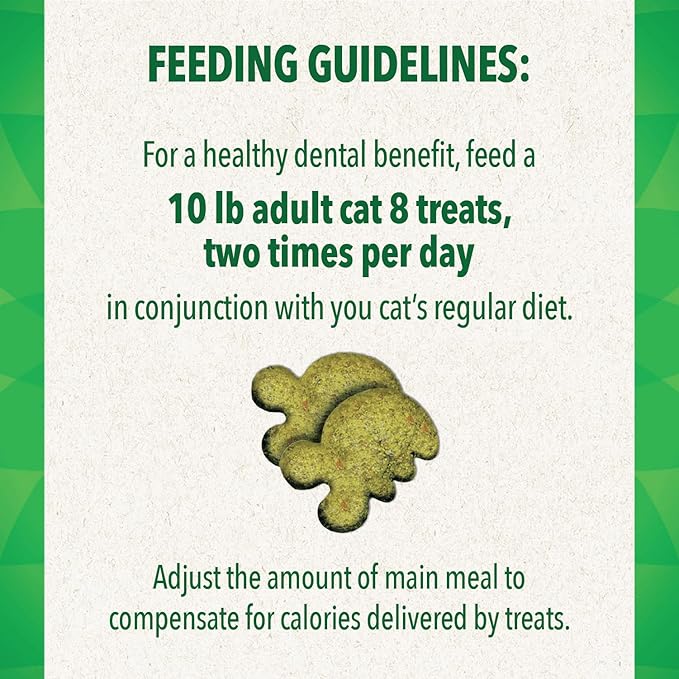 Greenies Feline Adult Natural Dental Care Cat Treats, Oven Roasted Chicken Flavor, 4.6 oz. Pouch