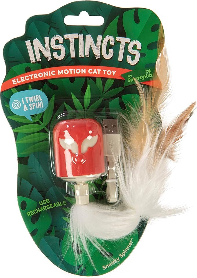 SmartyKat Instincts Sneaky Spinner Interactive Automatic Cat Toy, Rechargeable - Red, One Size