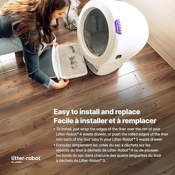 Litter-Robot Waste Drawer Liners by Whisker, 200 Pack - Litter Box Liners, Custom Fit for Litter-Robot, 9-11 Gallons of Capacity, Quick to Install and Easy to Empty