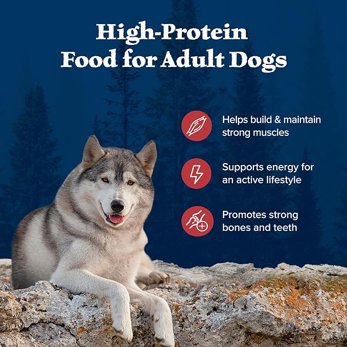 Blue Buffalo Wilderness Rocky Mountain Recipe High-Protein Adult Dry Dog Food, Made in the USA with Natural Ingredients Plus Wholesome Grains, Red Meat, 24-lb. Bag