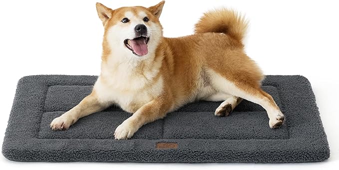 Bedsure Washable Dog Crate Bed for Large Dogs, Reversible Foam Floor Dog Mat, Lightweight Travel Flat Pet Beds for Indoor & Outdoor Dogs (35" x 23", Dark Grey)