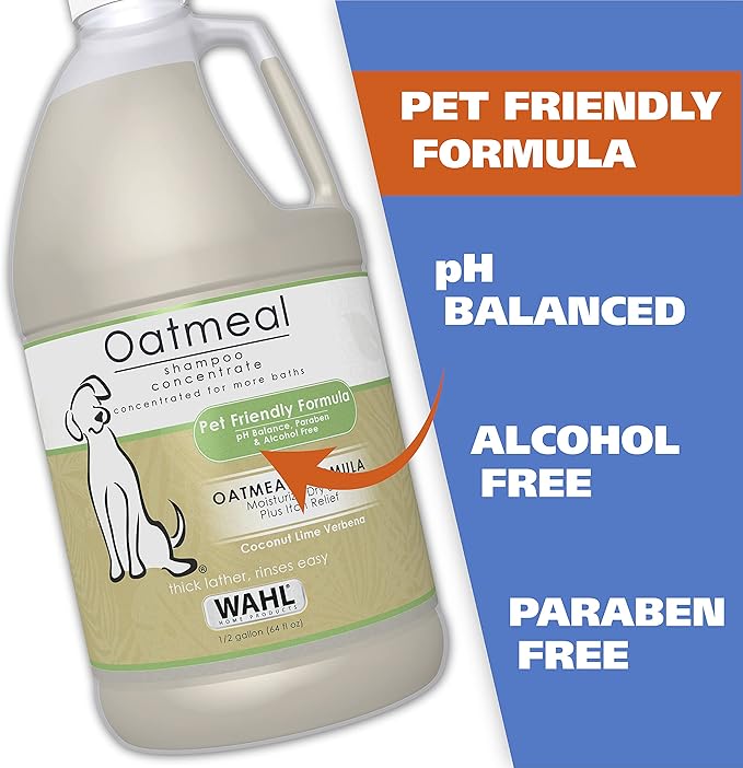 Wahl USA Dry Skin & Itch Relief Pet Shampoo for Dogs – Oatmeal Formula with Coconut Lime Verbena - 64 Oz - Model 821004-050