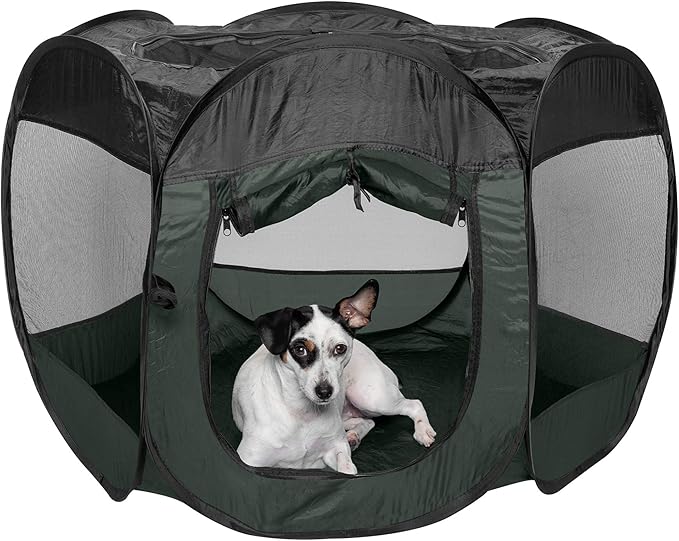 Furhaven Pop Up Playpen Pet Tent Playground - Hunter Green, Medium