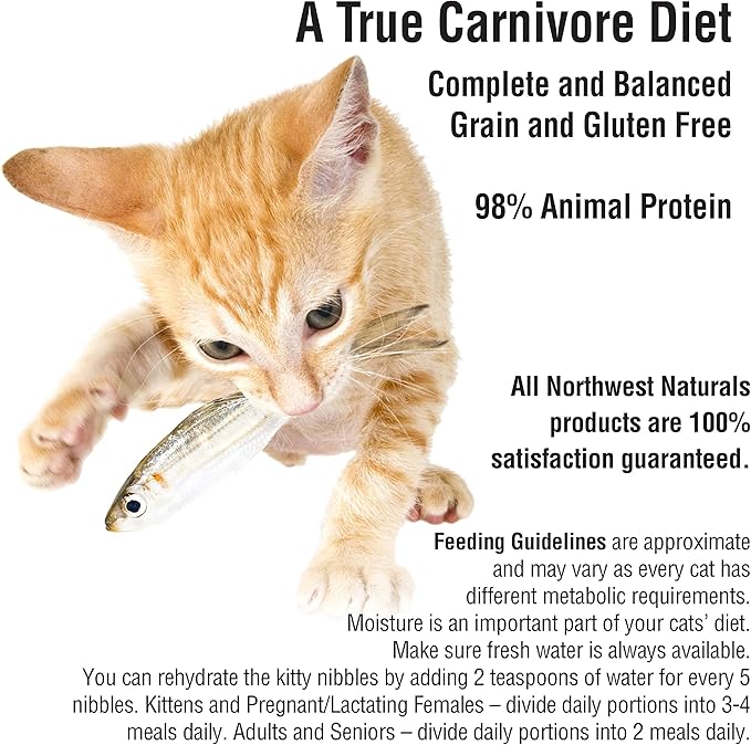 Northwest Naturals Freeze-Dried Whitefish Cat Food - Bite-Sized Nibbles - Healthy, Limited Ingredients, Human Grade Pet Food, All Natural - 11 Oz (Pack of 3) (Packaging May Vary)