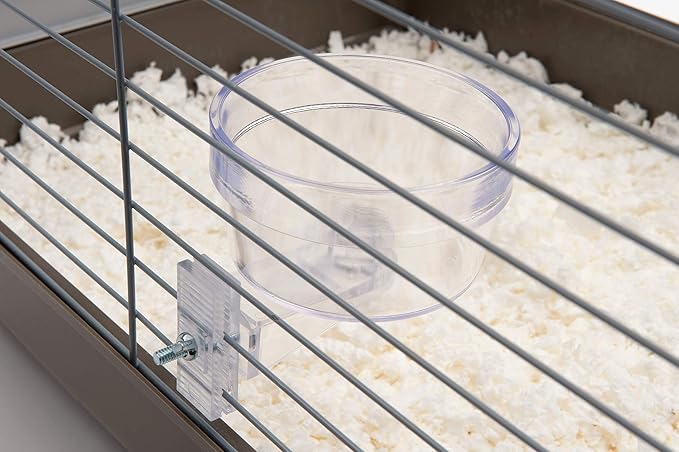 Lixit Quick Lock Removable Cage bowls for Rabbits, Birds, Dogs, Cats, Gunea pigs and Other Small Animals. (Clear, 20oz)