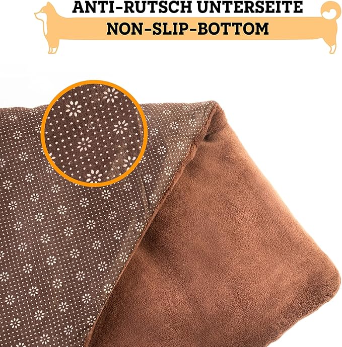 Dog Mat - 27.5 x 39.3 in Fluffy Padded Dog Blanket w/Insulation - Non Slip Kennel Mats for Sleeping - Machine Washable Bed for Dogs - Brown