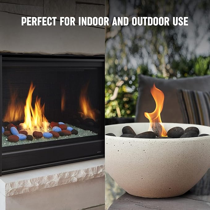 Stanbroil 24pcs Light Weight Ceramic Fiber Pebble Stones for Indoor Outdoor, Gas Inserts, Ventless, Vent Free, Electric, Outdoor Fireplaces and Fire Pits - Black