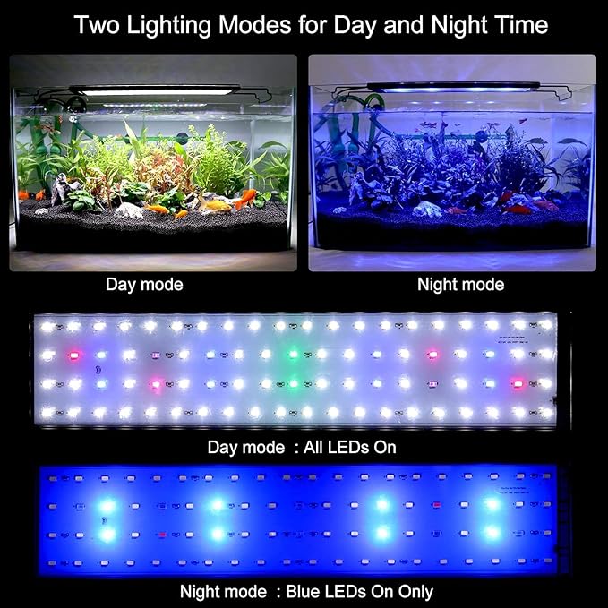 LED Aquarium Light, Full Spectrum Fish Tank Led Light with Aluminum Alloy Shell Extendable Brackets (20"-24")