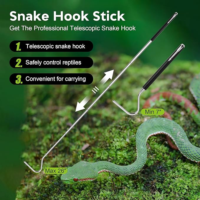 Snake Catching Tools Snake Gaiters for Hunting Portable Mini Snake Hook 26 Inch and 50 Inch Snake Pliers for Reptiles and Amphibians