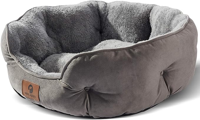 Medium Dog Bed for Medium Dogs, Large Cat Beds for Indoor Cats, Pet Bed for Puppy and Kitty, Extra Soft & Machine Washable with Anti-Slip & Water-Resistant Oxford Bottom, Grey, 25 inches