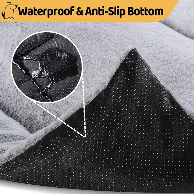 Dog Bed, Dog Crate Mat Washable, Ultra Soft & Anti-Slip XL Dog Bed Fit Dog Crates & Kennels, Suitable for Dogs Up to 90 lbs, 42" x 28", Grey