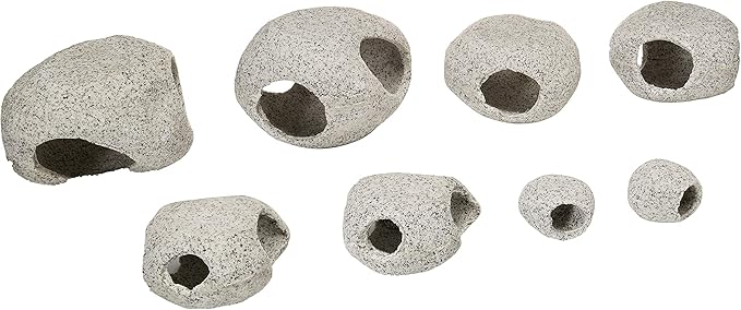 Penn-Plax Deco-Replicas Granite Aquarium Ornament & Hideaway 8 Piece Set – Realistic Stone Appearance – Safe for Freshwater and Saltwater Tanks – Small, Medium, and Large