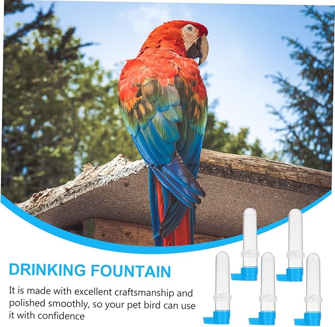 5pcs Bird Drinker Pet Bird Water Feeder Automatic Bird Water Dispenser Bird Drinking Bottle Bird Water Feeder for Cage Bird Accessories for Cages Bird Supplies Heighten Plastic