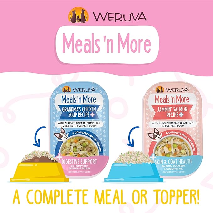 Weruva Meals 'n More Natural Wet Dog Food, Belly Belly Nice! Digestive Support Variety Pack, 3.5oz Cup (Pack of 10)