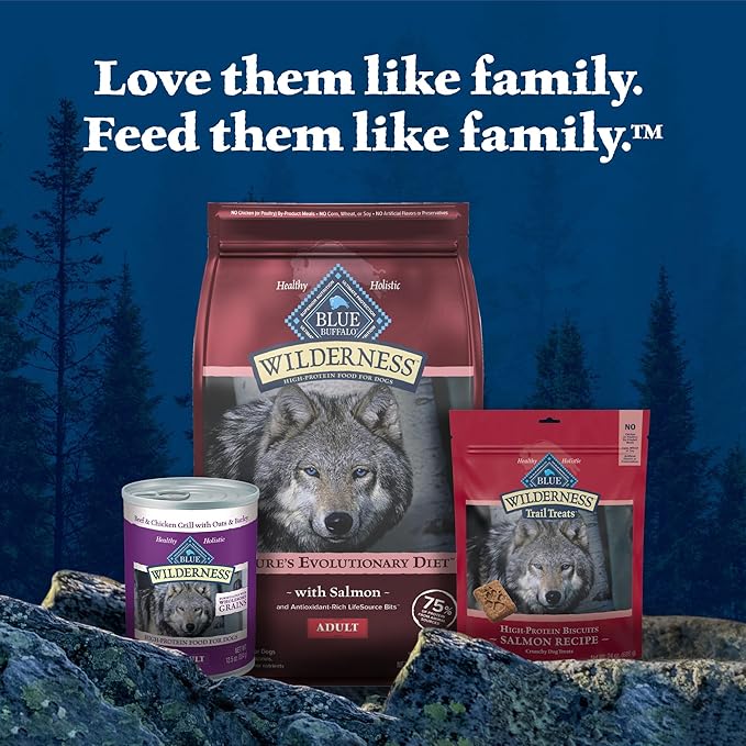 Blue Buffalo Wilderness Natural High-Protein Dry Food for Adult Dogs, Salmon Recipe, 28-lb. Bag