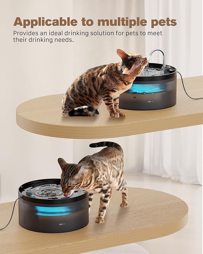 Cat Water Fountain:108oz/3.2L Cat Fountain Super Silent Pet Water Fountain - Water Fountains for Cats Indoor - Faucet Cat Fountain - Quiet Water Pump - Suitable for Cats and Dogs - BEMOONY