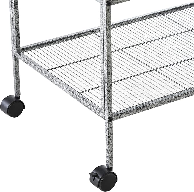 PawHut Divided Breeder Bird Cage with Rolling Stand Removable Metal Tray, Storage Shelf, Wood Perch, and Food Container