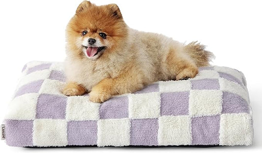 Lesure Small Dog Beds-Thick Shredded Chopped Foam Pet Bed, Dog Bed Indoor with Removable Cover, Cute Modern Fuzzy Plush & Anti Slip Bottom(24'x16', Purple)