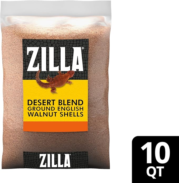 Zilla Desert Blend Substrate, Glass-Friendly Alternative to Sand, Made with 100% English Walnut Shells, Ideal for Desert Reptiles, 10 Quarts