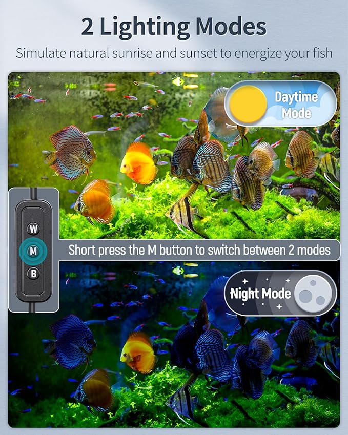 Pawfly 31W Aquarium LED Light for 48 to 54 Inch Fish Tanks Extendable Fish Tank Light with Full Spectrum Brilliant White Blue Red Lights with Daytime & Night Modes and Adjustable Brightness