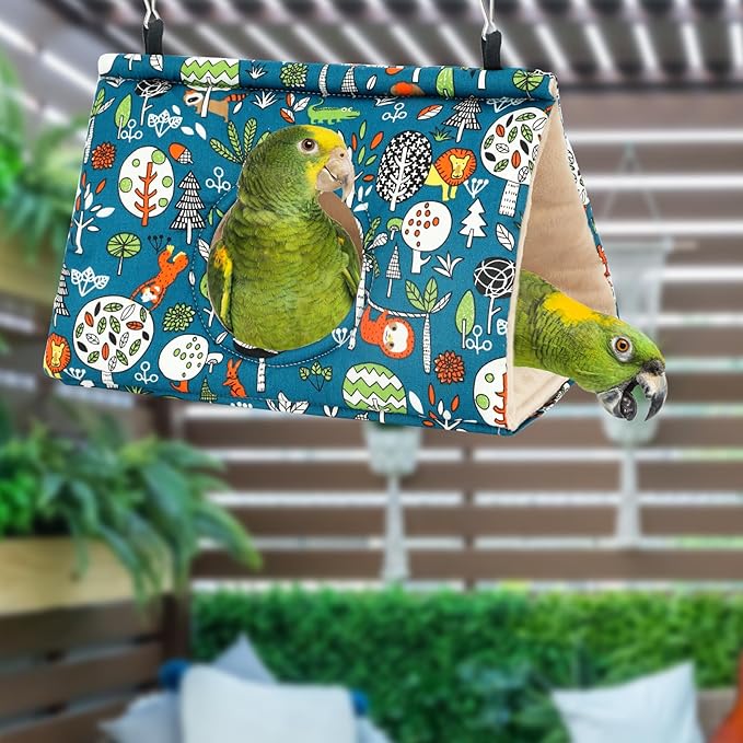 Rypet Winter Warm Bird Nest House - Hanging Hammock Velvet Shed Hut Cage Plush Fluffy Birds Hideaway Sleeping Bed Fuzzy for Parrot Parakeet Cockatiels Budgies Lovebird Small（Blue）